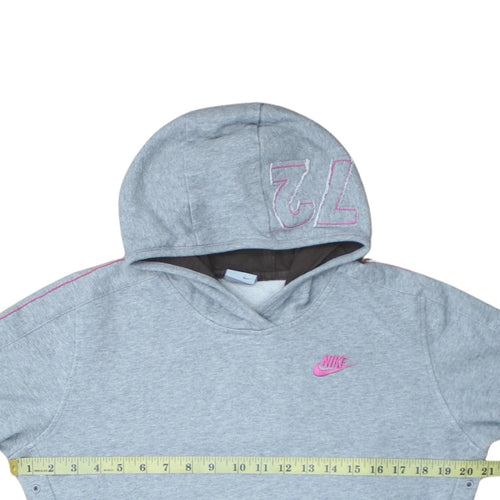 Nike Women Grey L Pullover Hoodie Sweatshirt With Wing Logo