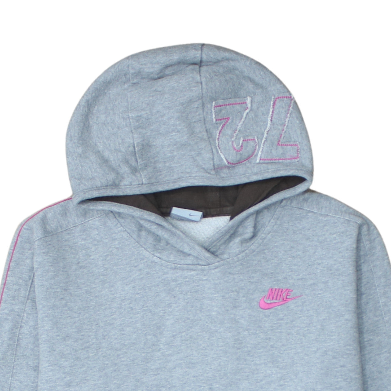 Nike Women Grey L Pullover Hoodie Sweatshirt With Wing Logo