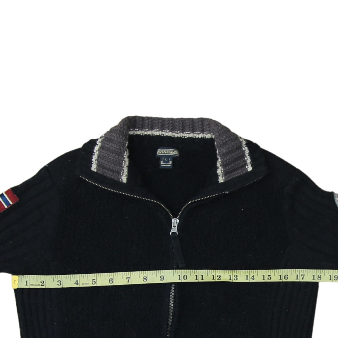 Napapijri Women Black Wool Full Zip Jumper L Winter Casual Knit