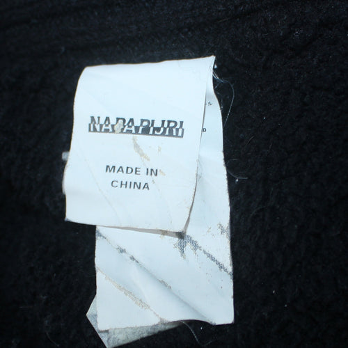 Napapijri Women Black Wool Full Zip Jumper L Winter Casual Knit