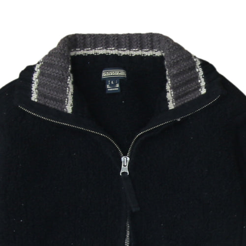 Napapijri Women Black Wool Full Zip Jumper L Winter Casual Knit