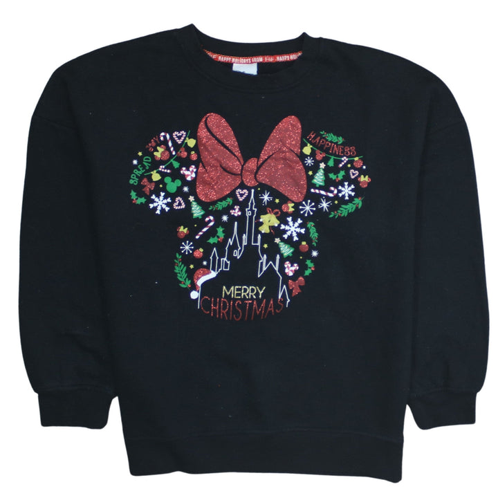 Disney Women’s Black Minnie Mouse Christmas Sweatshirt Size M