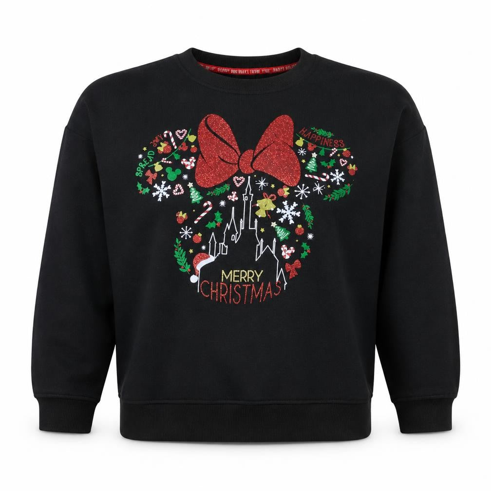 Disney Women’s Black Minnie Mouse Christmas Sweatshirt Size M
