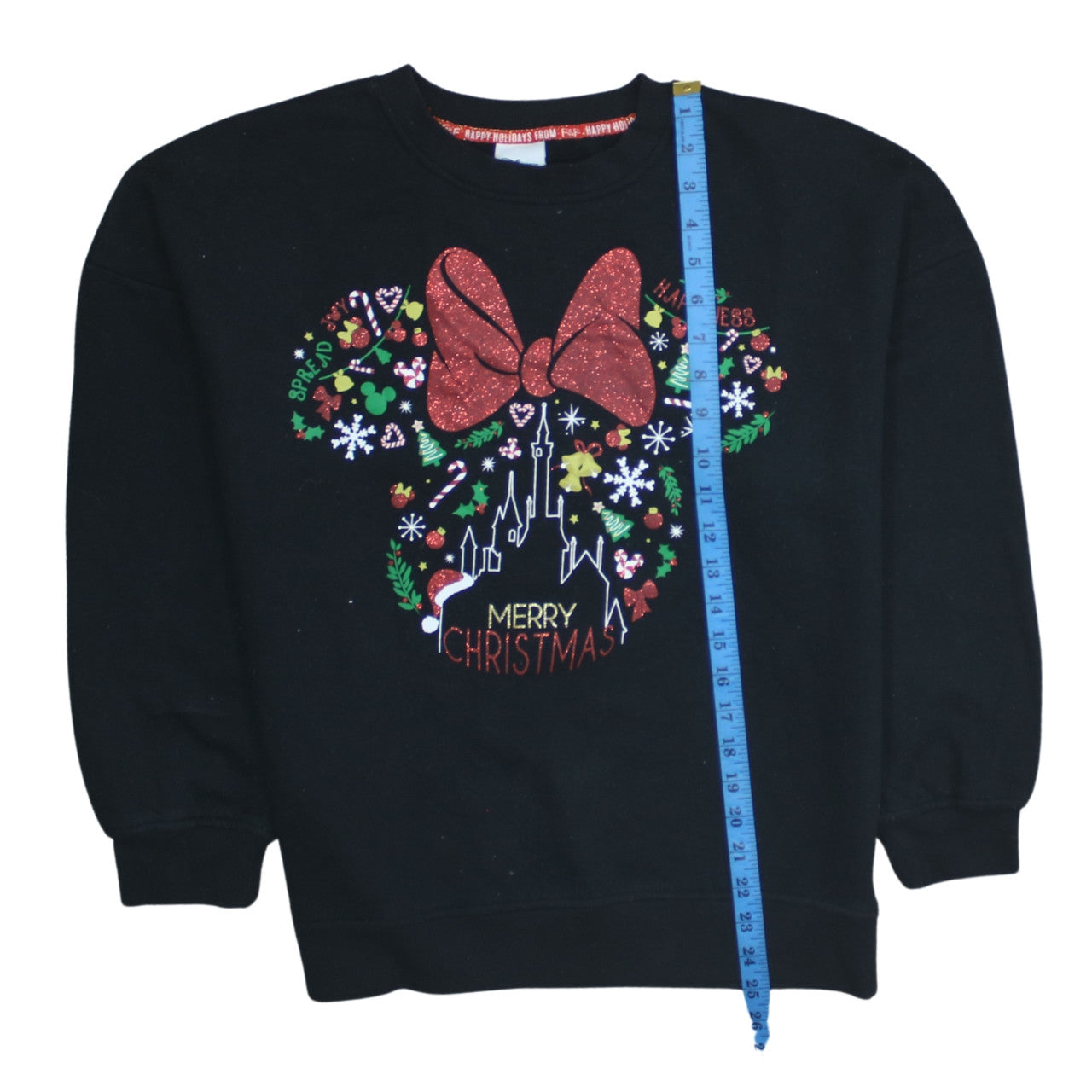 Disney Women’s Black Minnie Mouse Christmas Sweatshirt Size M