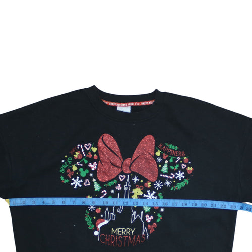 Disney Women’s Black Minnie Mouse Christmas Sweatshirt Size M