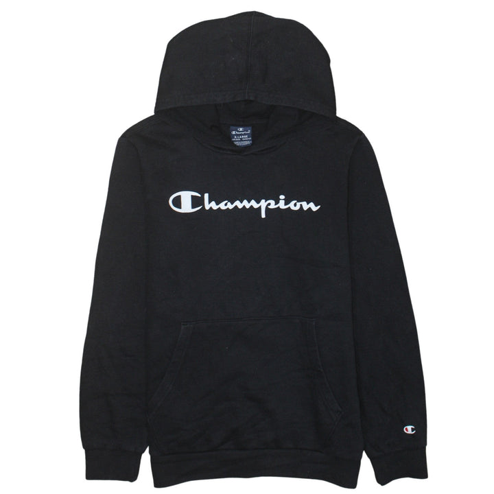 Champion Boys Black Pullover Hoodie 13-14 Years Logo Fleece Sweatshirt