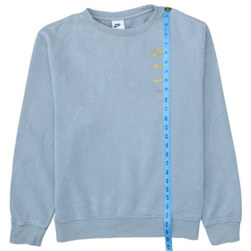 Nike Mens Grey Small Crew Neck Pullover Sweatshirt with Gold Logo