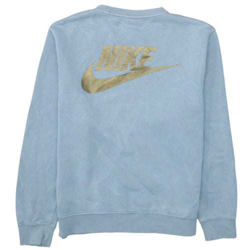 Nike Mens Grey Small Crew Neck Pullover Sweatshirt with Gold Logo