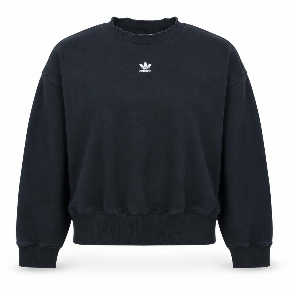 Front view of Adidas Women's Black Crew Neck Pullover Sweatshirt, size 8