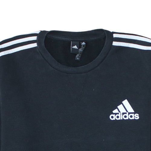 Adidas Men's Black Crew Neck Logo Sweatshirt Size L Pullover