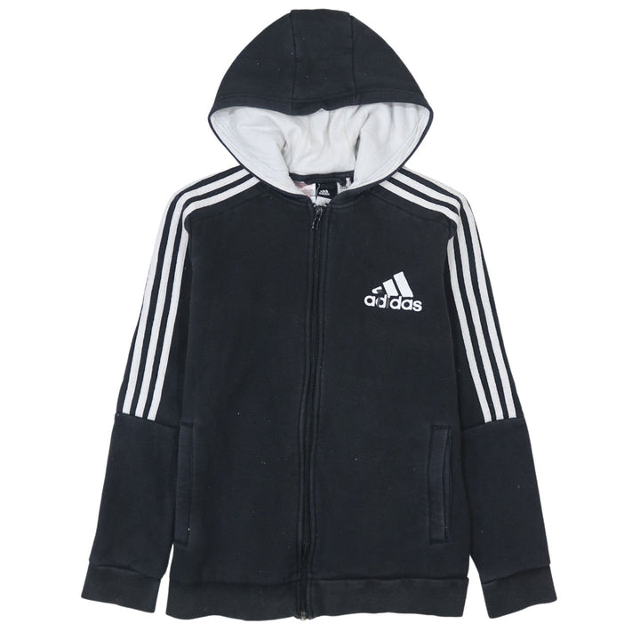 Adidas Boys Black Full Zip Hoodie 10-11 Years Hooded Sweatshirt