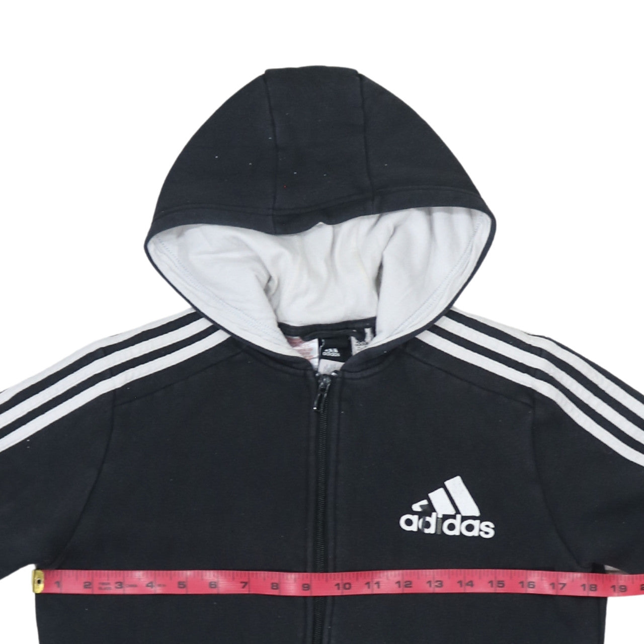 Adidas Boys Black Full Zip Hoodie 10-11 Years Hooded Sweatshirt