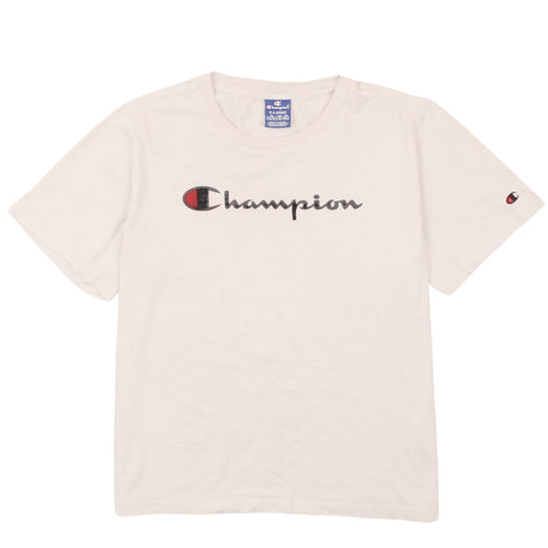 Champion Men Beige Logo Short Sleeve Crew Neck T-Shirt XL