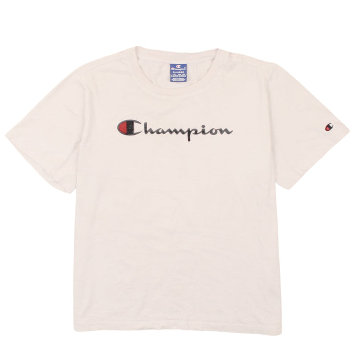 Champion Men Beige Logo Short Sleeve Crew Neck T-Shirt XL