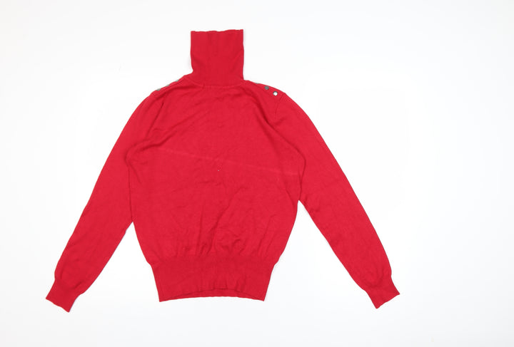 Wallis Women’s Red Roll Neck Button Detail Jumper UK 12
