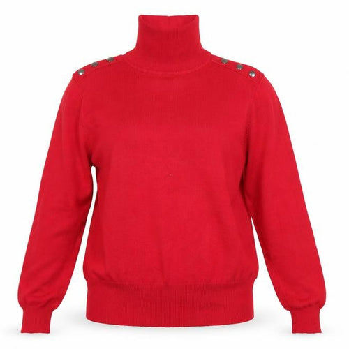 Wallis Women’s Red Roll Neck Button Detail Jumper UK 12