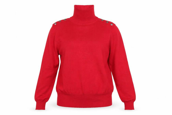 Wallis Women’s Red Roll Neck Button Detail Jumper UK 12