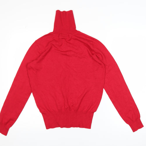 Wallis Women’s Red Roll Neck Button Detail Jumper UK 12