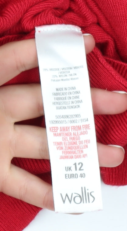 Wallis Women’s Red Roll Neck Button Detail Jumper UK 12