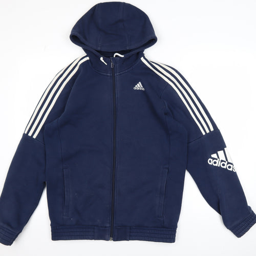 Adidas Men's Blue Full Zip Hoodie Size S Sports Fleece
