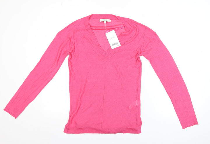 Next Women's Pink V-Neck Long Sleeve Pullover Jumper Size 8