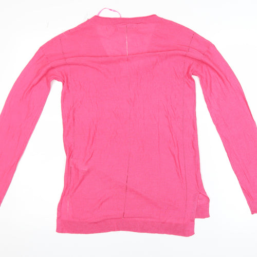 Next Women's Pink V-Neck Long Sleeve Pullover Jumper Size 8