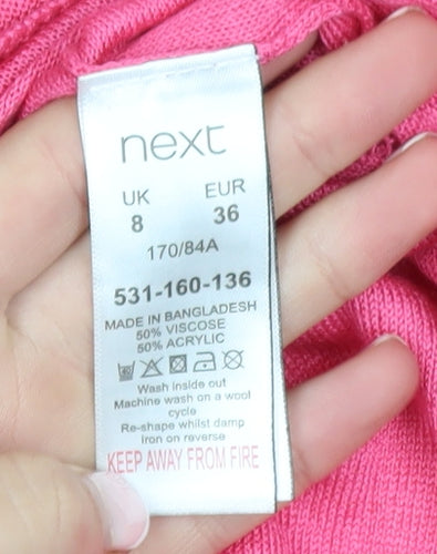 Next Women's Pink V-Neck Long Sleeve Pullover Jumper Size 8