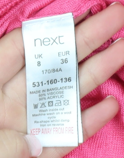 Next Women's Pink V-Neck Long Sleeve Pullover Jumper Size 8