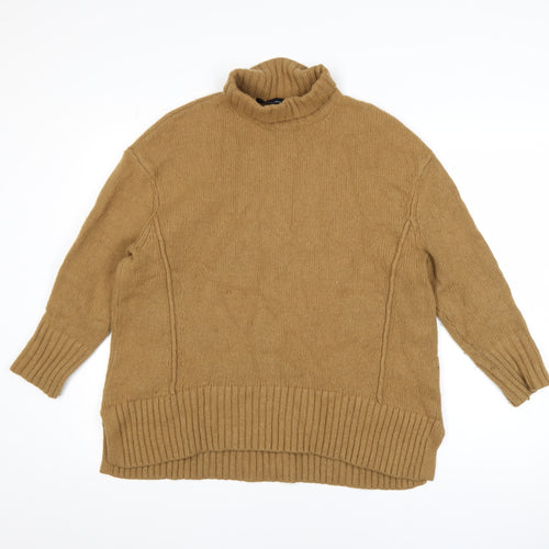French Connection Women Camel Wool Blend Roll Neck Jumper Size S