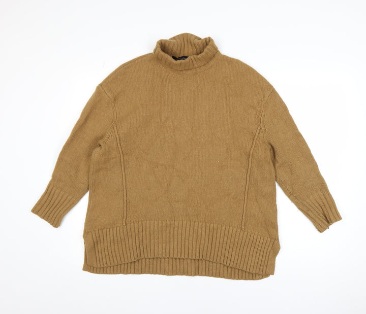 French Connection Women Camel Wool Blend Roll Neck Jumper Size S