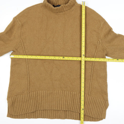 French Connection Women Camel Wool Blend Roll Neck Jumper Size S