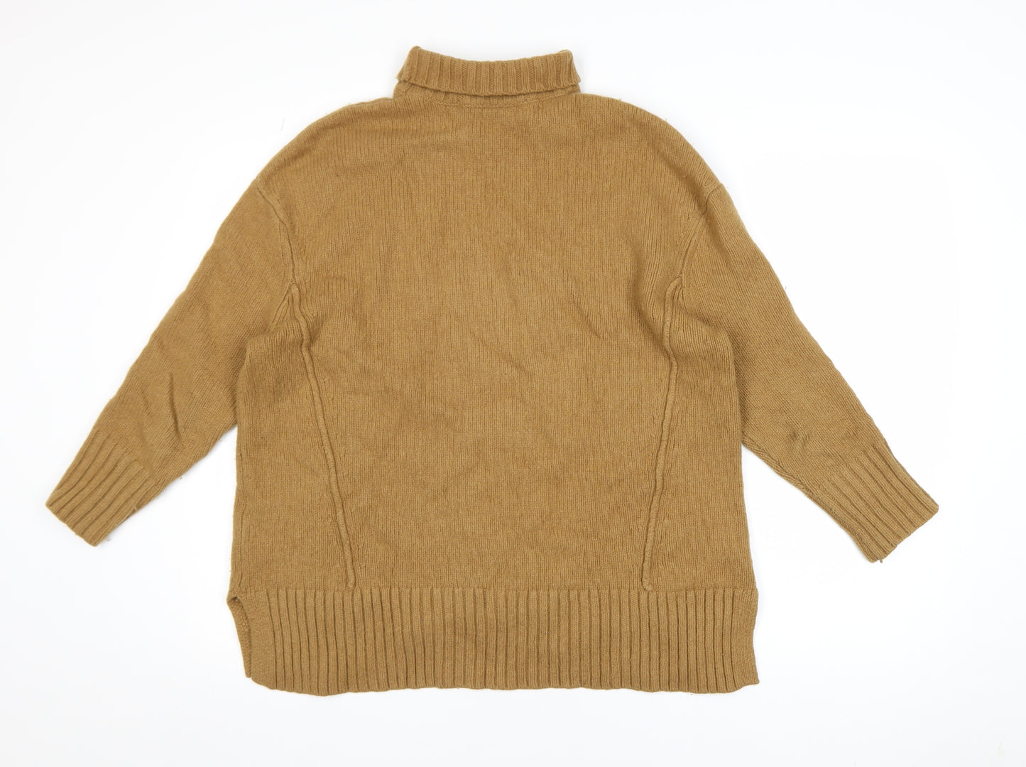 French Connection Women Camel Wool Blend Roll Neck Jumper Size S