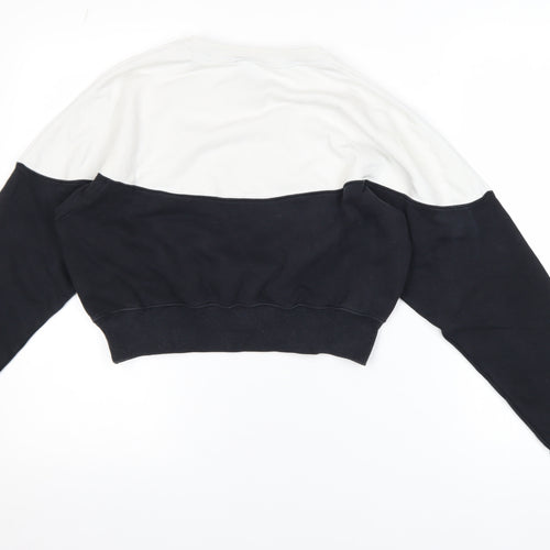 Nike Women Black & Beige Colourblock Cropped Pullover Sweatshirt Size S