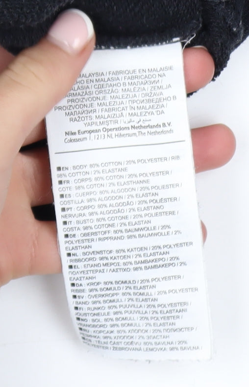 Nike Women Black & Beige Colourblock Cropped Pullover Sweatshirt Size S