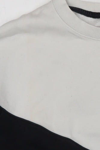 Nike Women Black & Beige Colourblock Cropped Pullover Sweatshirt Size S