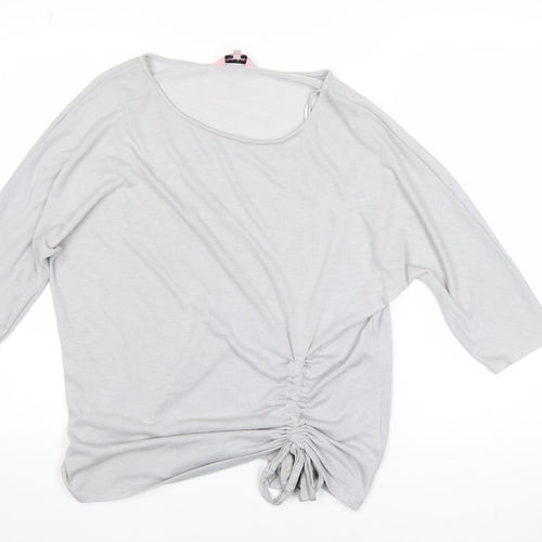 Phase Eight Women Grey 3/4 Sleeve Ruched Tunic Top Size 16
