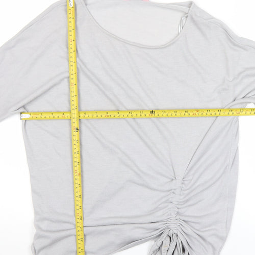 Phase Eight Women Grey 3/4 Sleeve Ruched Tunic Top Size 16