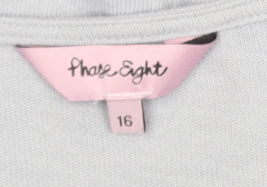 Phase Eight Women Grey 3/4 Sleeve Ruched Tunic Top Size 16