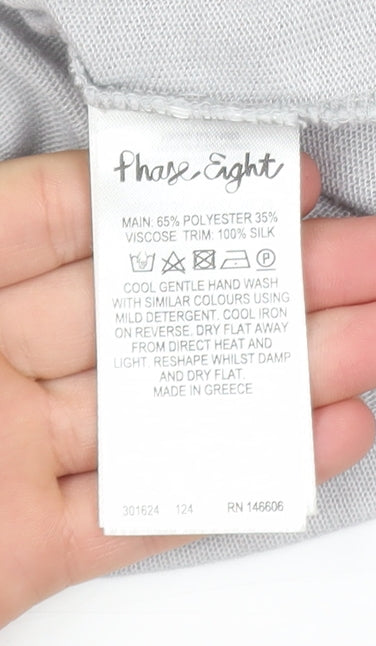 Phase Eight Women Grey 3/4 Sleeve Ruched Tunic Top Size 16