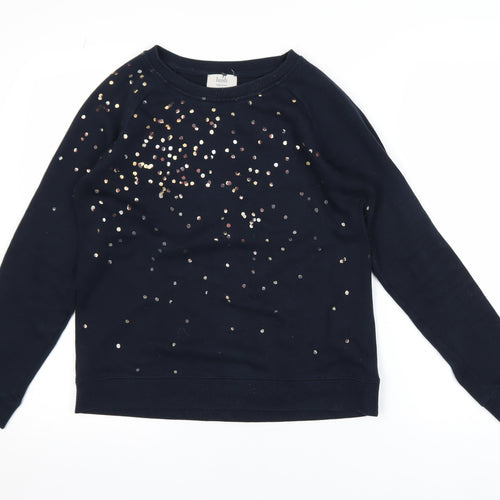 Hush Womens Navy Sequin Pullover Sweatshirt XS