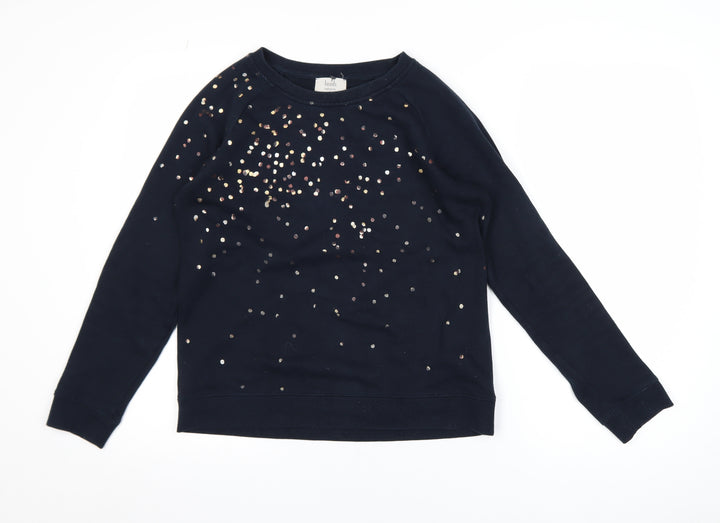 Hush Womens Navy Sequin Pullover Sweatshirt XS