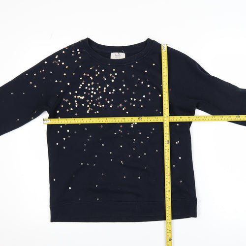 Hush Womens Navy Sequin Pullover Sweatshirt XS