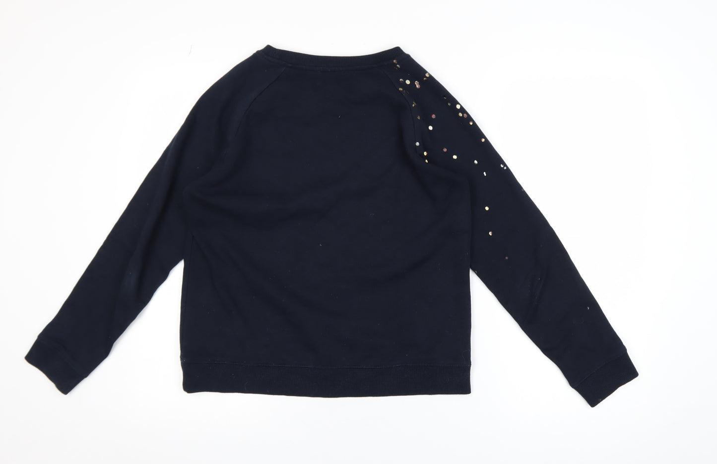 Hush Womens Navy Sequin Pullover Sweatshirt XS