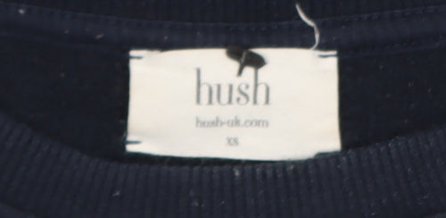 Hush Womens Navy Sequin Pullover Sweatshirt XS