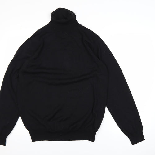 Simon Carter Men's Black Merino Wool Roll Neck Jumper L