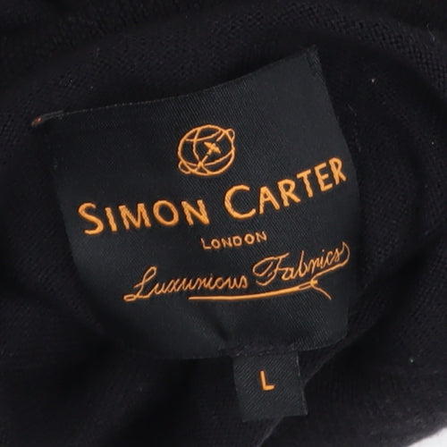 Simon Carter Men's Black Merino Wool Roll Neck Jumper L