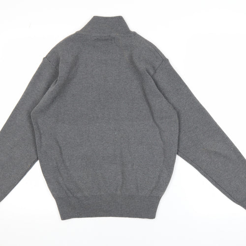 Hugo Boss Men's Grey 1/2 Zip High Neck Knit Sweatshirt Size M