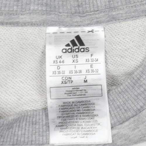 Adidas Womens Grey XS Pullover Sweatshirt Crew Neck Long Sleeve