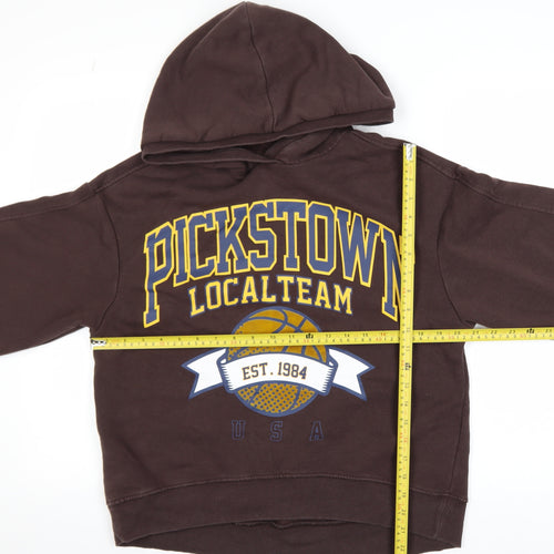 Zara Womens Brown Pickstown Graphic Pullover Hoodie Size S