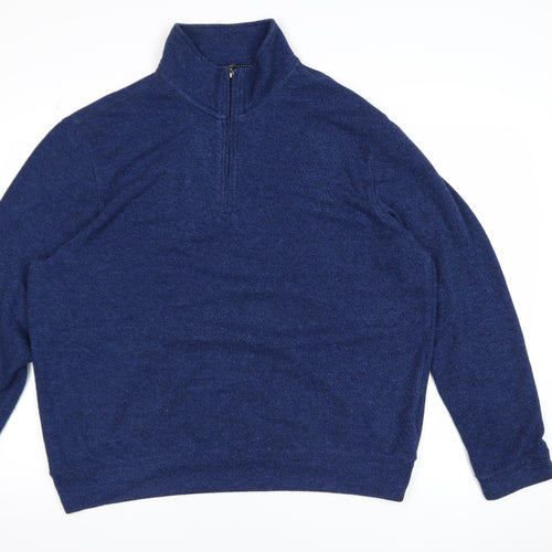 Hudson River Men’s Blue Cotton Blend 1/4 Zip Jumper XL